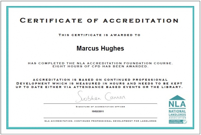 NLA Accreditation Certificate